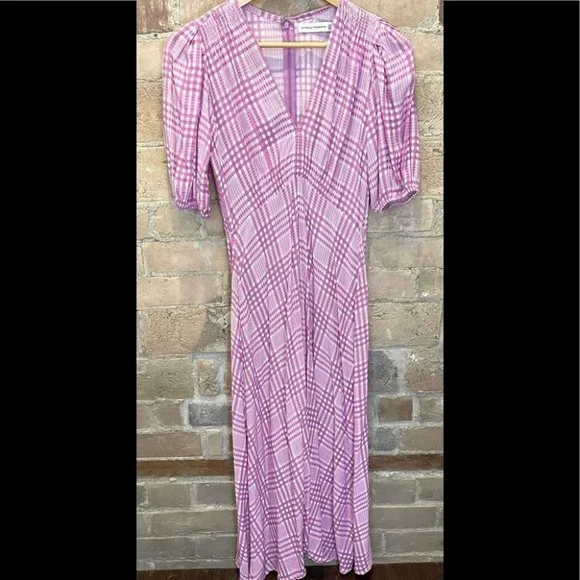 FAITHFUL The Brand Victoria Checked Midi Dress Sz 2 - Picture 5 of 8